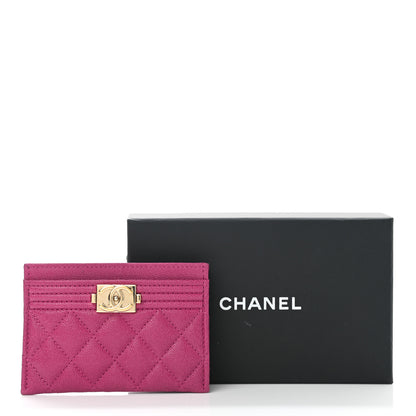 Chanel Caviar Quilted Boy Card Holder Fuchsia 9 of 9