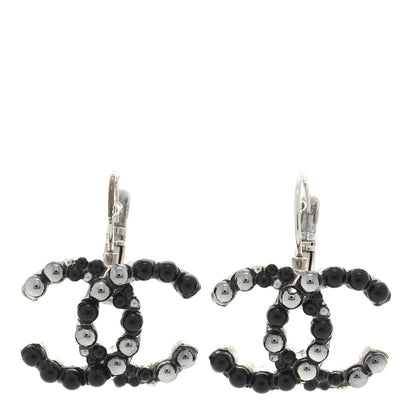 Chanel Bead CC Drop Earrings Black Silver 1 of 4