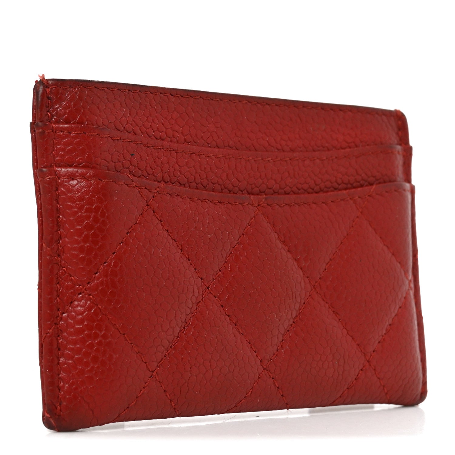 Chanel Caviar Quilted Card Holder Red 3 of 10