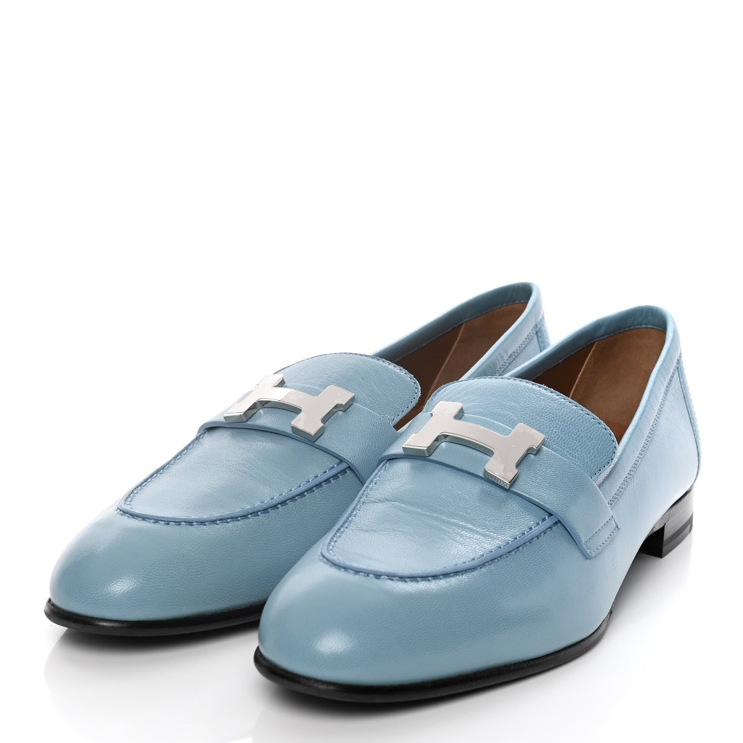 Hermes Goatskin Paris Loafers 37 Bleu Dorset 3 of 11