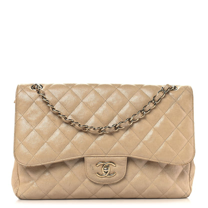 Chanel Iridescent Caviar Quilted Jumbo Double Flap Beige 1 of 16