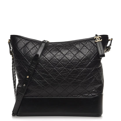 Chanel Aged Calfskin Quilted Large Gabrielle Hobo Black 1 of 8