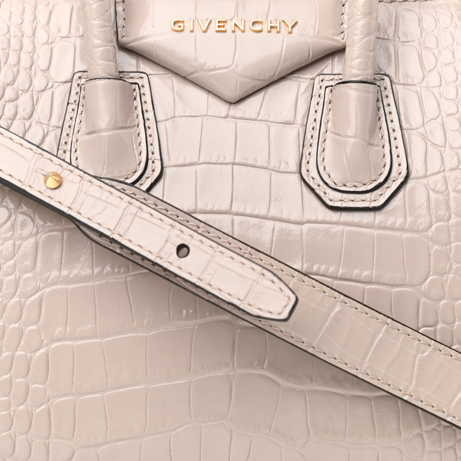 Givenchy Calfskin Crocodile Embossed Mini Antigona Dune 8 of 10