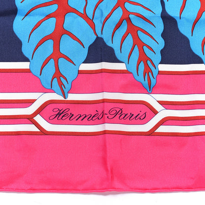 Hermes Silk Les Perroquets Shawl 140 Rose Vif Marine Bleu 2 of 4