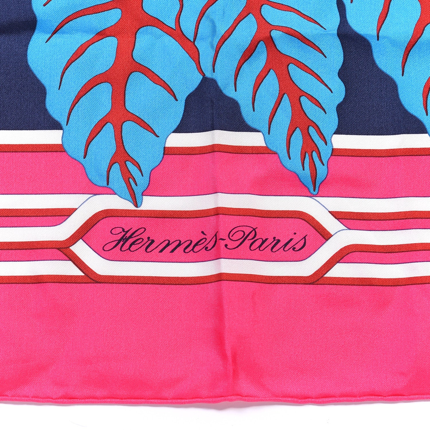 Hermes Silk Les Perroquets Shawl 140 Rose Vif Marine Bleu 2 of 4