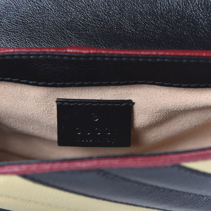 Gucci Vintage Effect Calfskin Matelasse Diagonal Striped Super Mini Torchon GG Marmont Shoulder Bag Black Beige 7 of 10