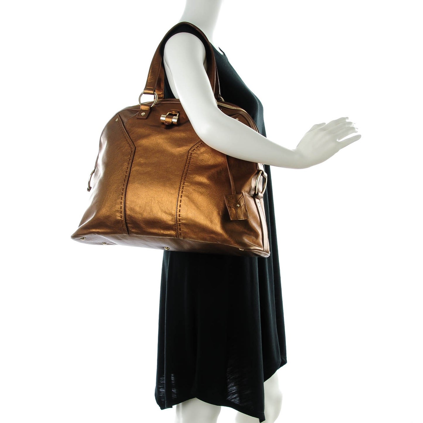 Metallic Calfskin Oversized Muse Dark Bronze