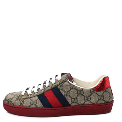 Gucci GG Supreme Monogram Ayers Mens New Ace Low-Top Sneaker 5 Blue Red 1 of 8