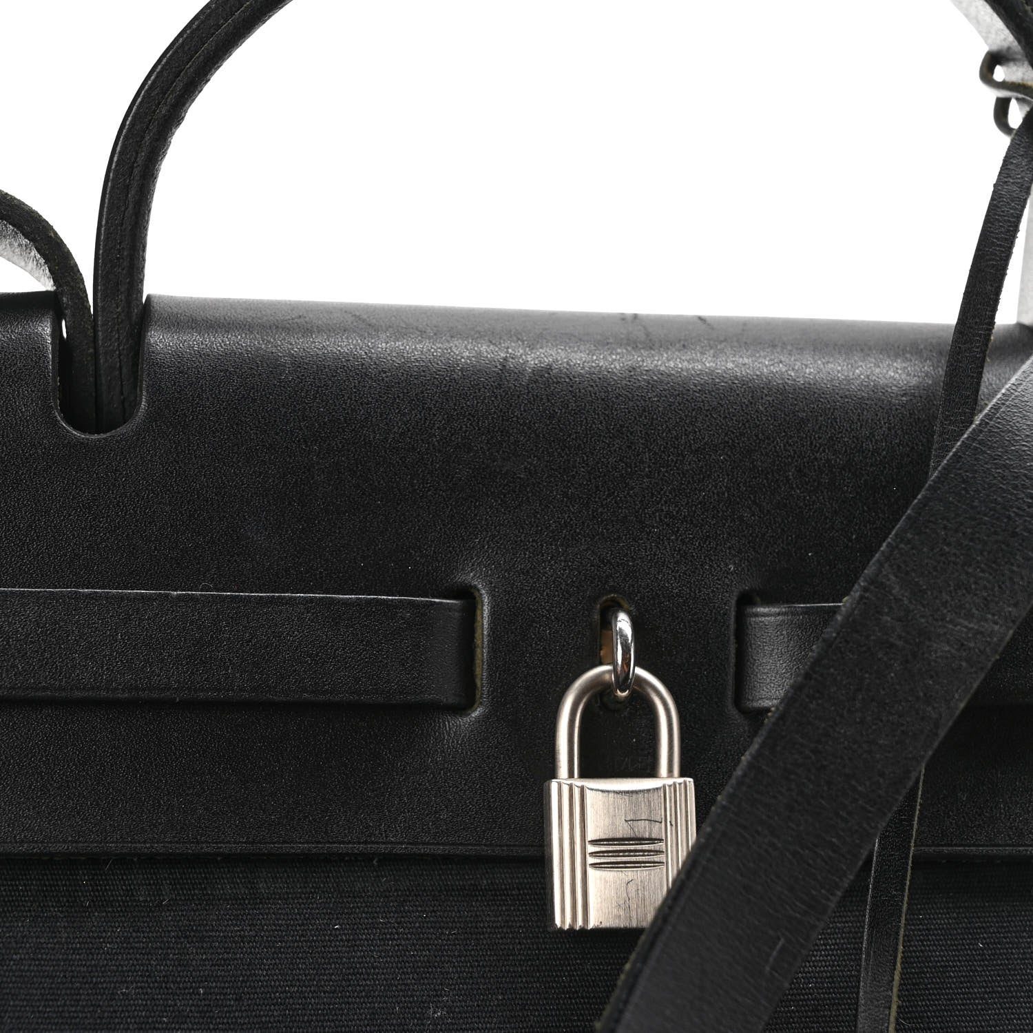 Hermes Toile Vache Calfskin Herbag 30 PM Black 11 of 11
