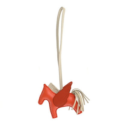 Hermes Milo Lambskin Grigri Rodeo Pegase Horse Bag Charm PM Orange Poppy Craie Terre Battue 1 of 8