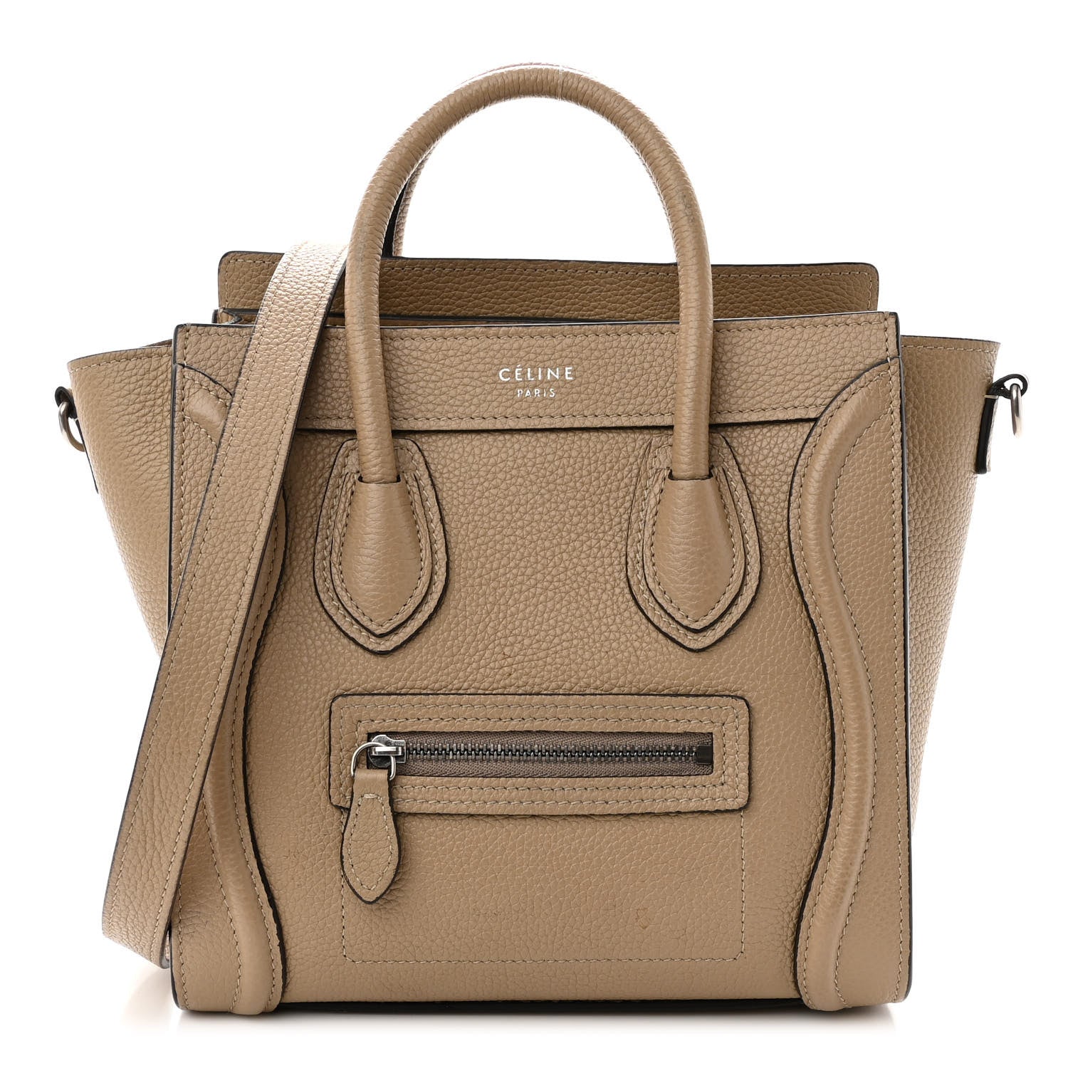Celine Drummed Calfskin Nano Luggage Dune 1 of 10