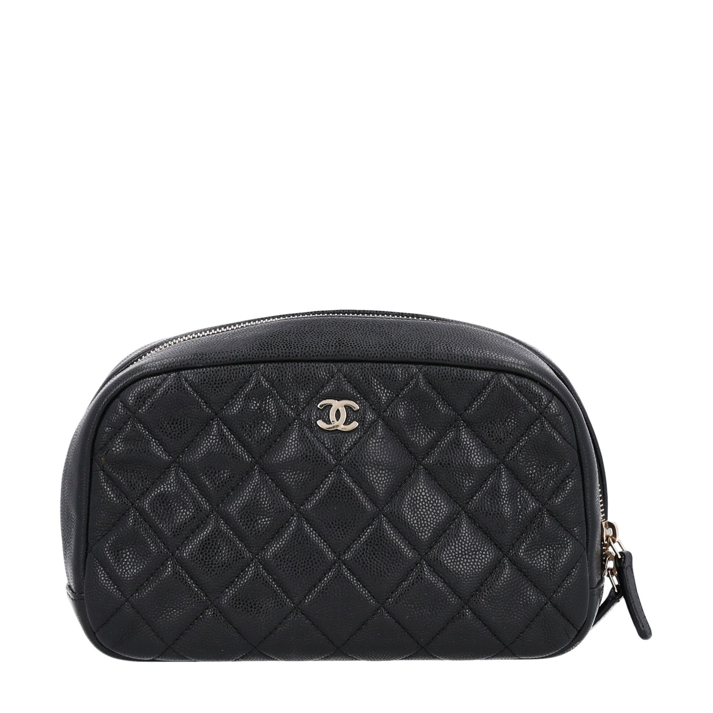 Caviar Quilted Medium Curvy Pouch Cosmetic Case Black