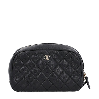 Chanel Caviar Quilted Medium Curvy Pouch Cosmetic Case Black 1 of 10