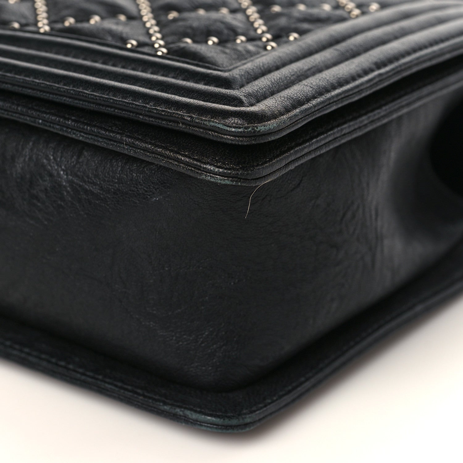Chanel Crumpled Lambskin New Medium Studded Boy Flap Black 9 of 9