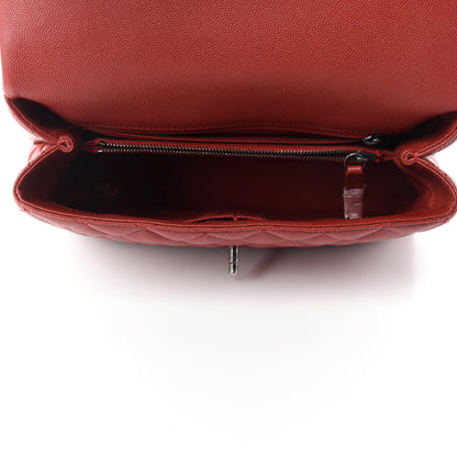 Chanel Caviar Quilted Small Coco Handle Flap Dark Red 5 of 11