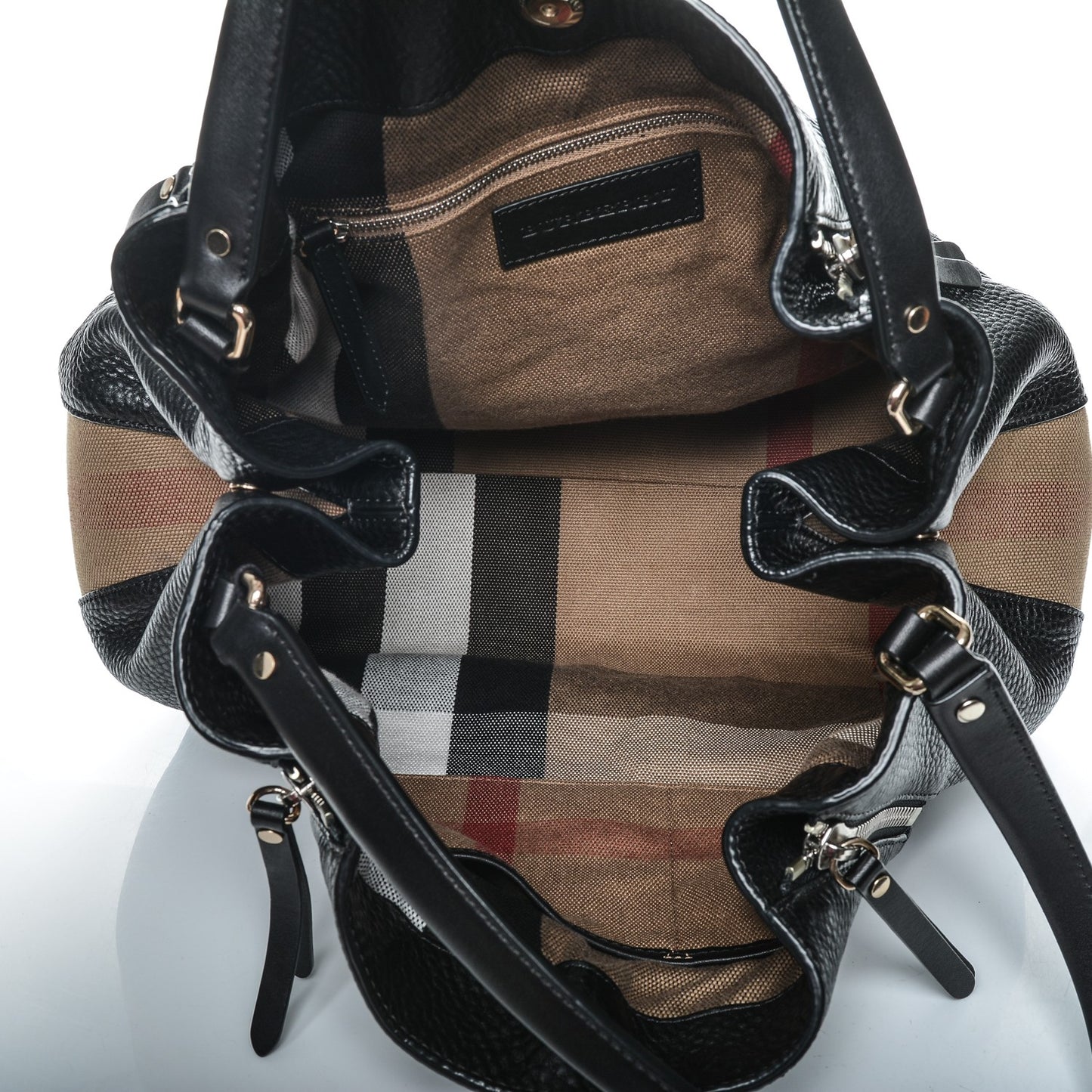 Grainy Calfskin House Check Medium Maidstone Black