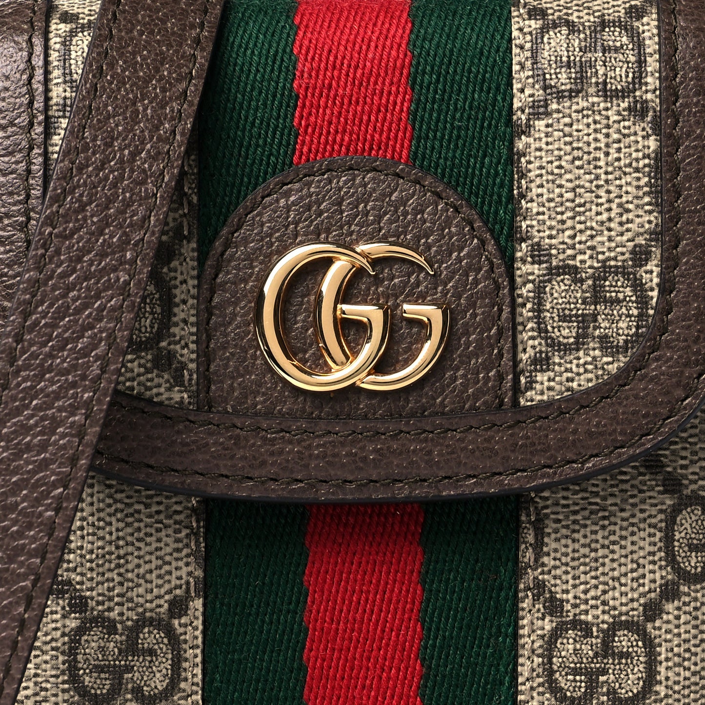 GG Supreme Monogram Web Ophidia Phone Crossbody Bag Beige New Acero