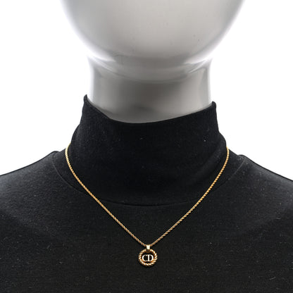 Christian Dior Metal CD Logo Round Pendant Necklace Gold 2 of 4