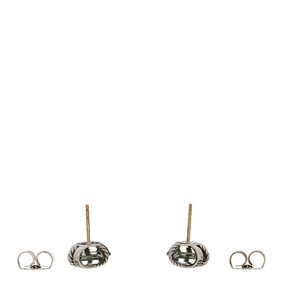David Yurman Sterling Silver Diamond Prasiolite 10mm Cable Wrap Earrings 3 of 4