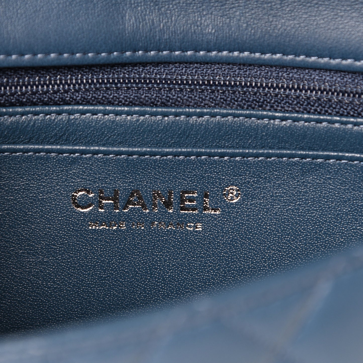 Lambskin Quilted Mini Rectangular Flap Dark Blue