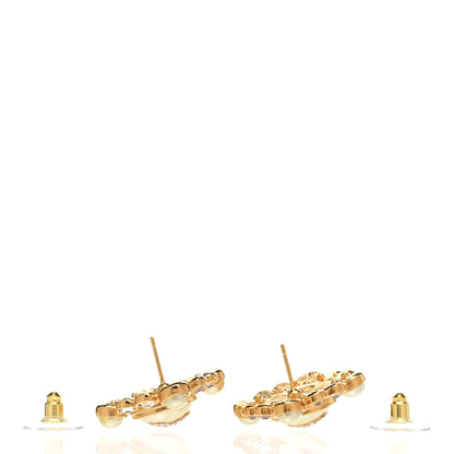 Chanel Pearl Crystal CC Round Earrings Gold 3 of 5