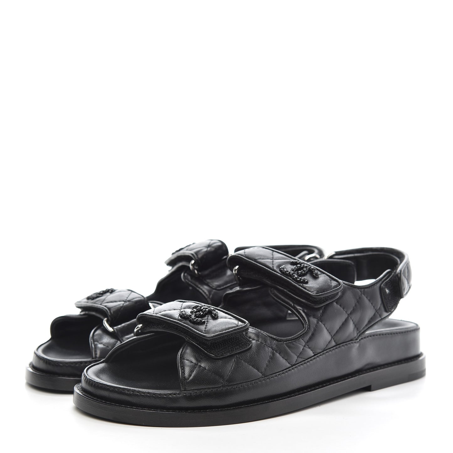Lambskin Velcro Dad Sandals 36 Black