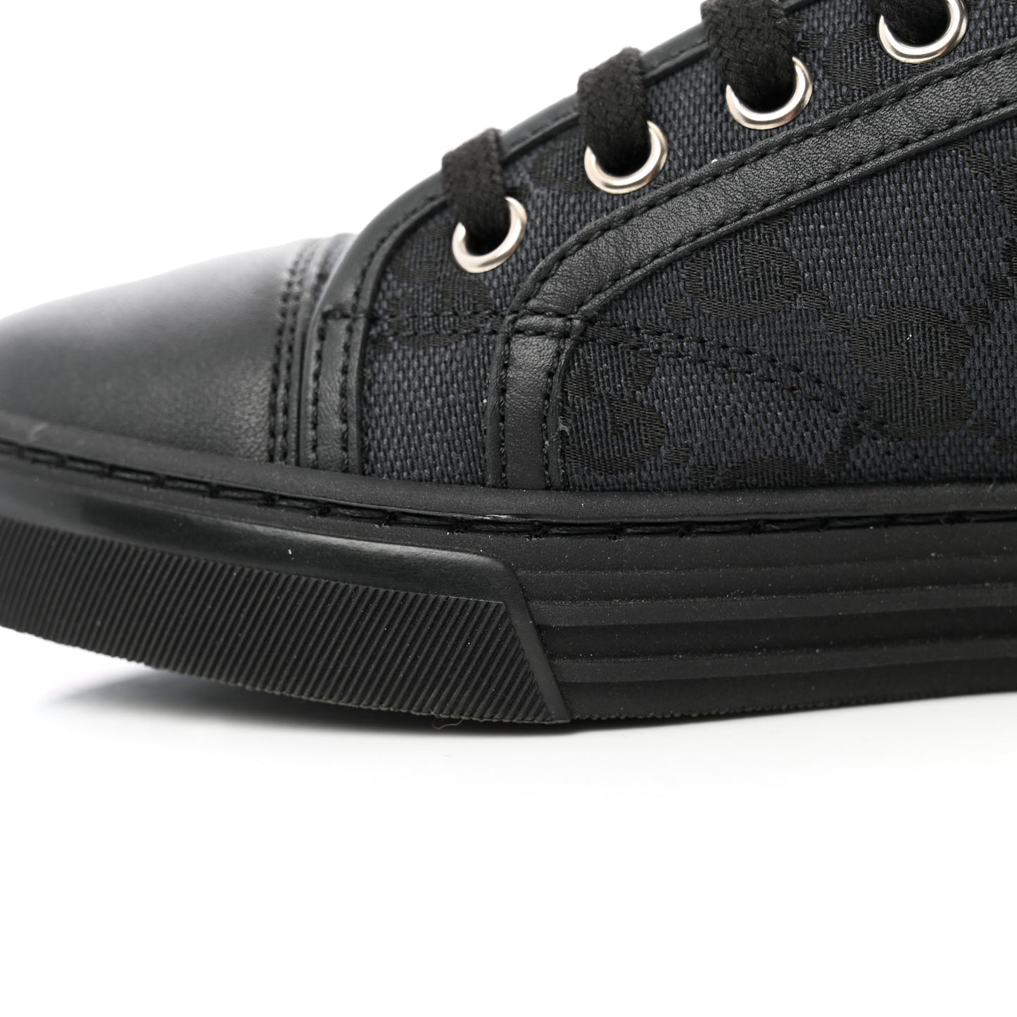 GG Monogram Calfskin Womens Low Top Sneakers 36 Piombo Black