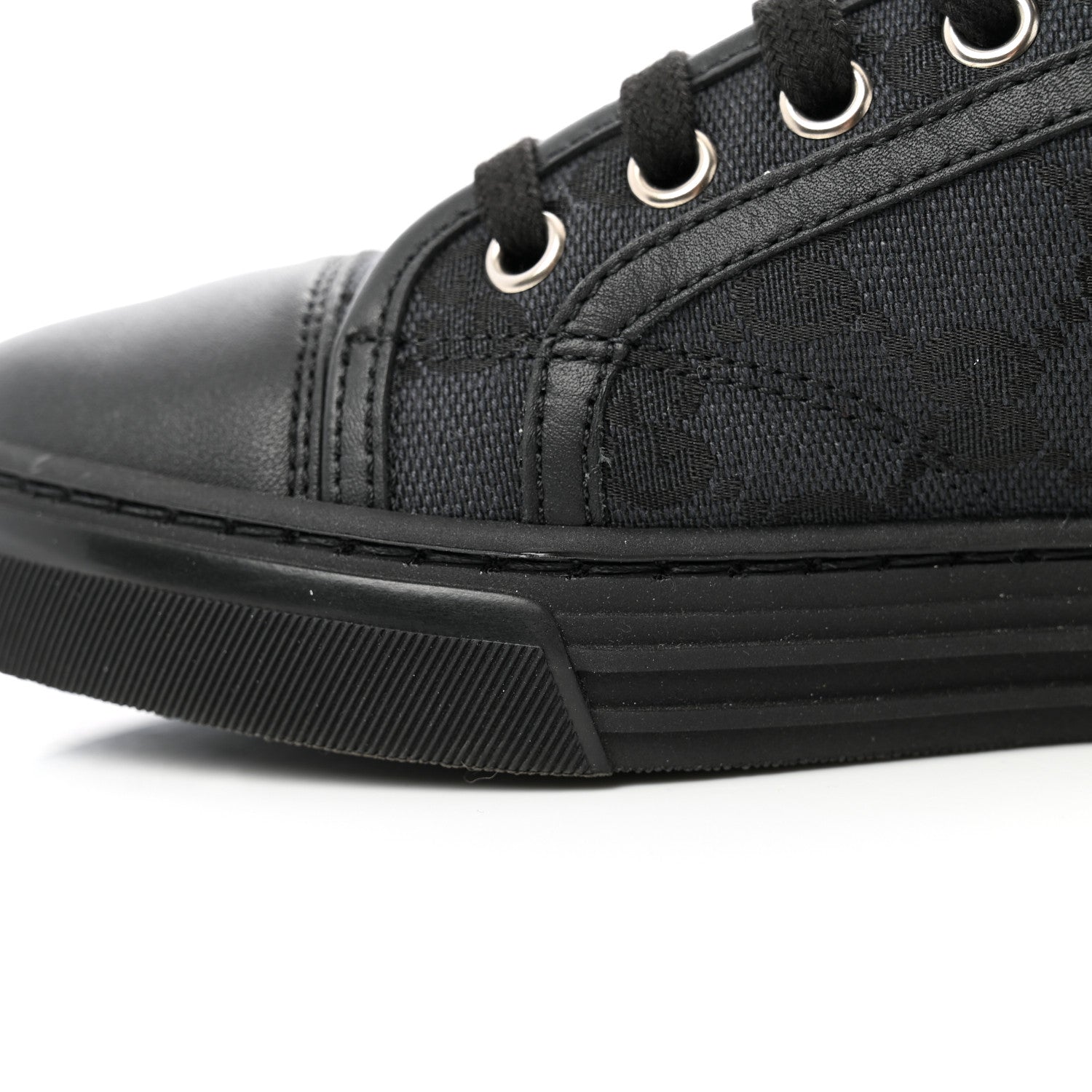Gucci GG Monogram Calfskin Womens Low Top Sneakers 36 Piombo Black 10 of 11