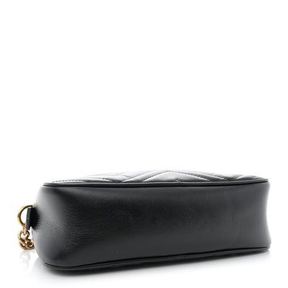 Gucci Calfskin Matelasse Small GG Marmont Chain Shoulder Bag Black 4 of 12