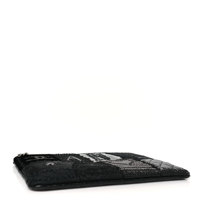 Chanel Tweed Patchwork Aged Calfskin Quilted Medium Cosmetic Case Black 4 of 9