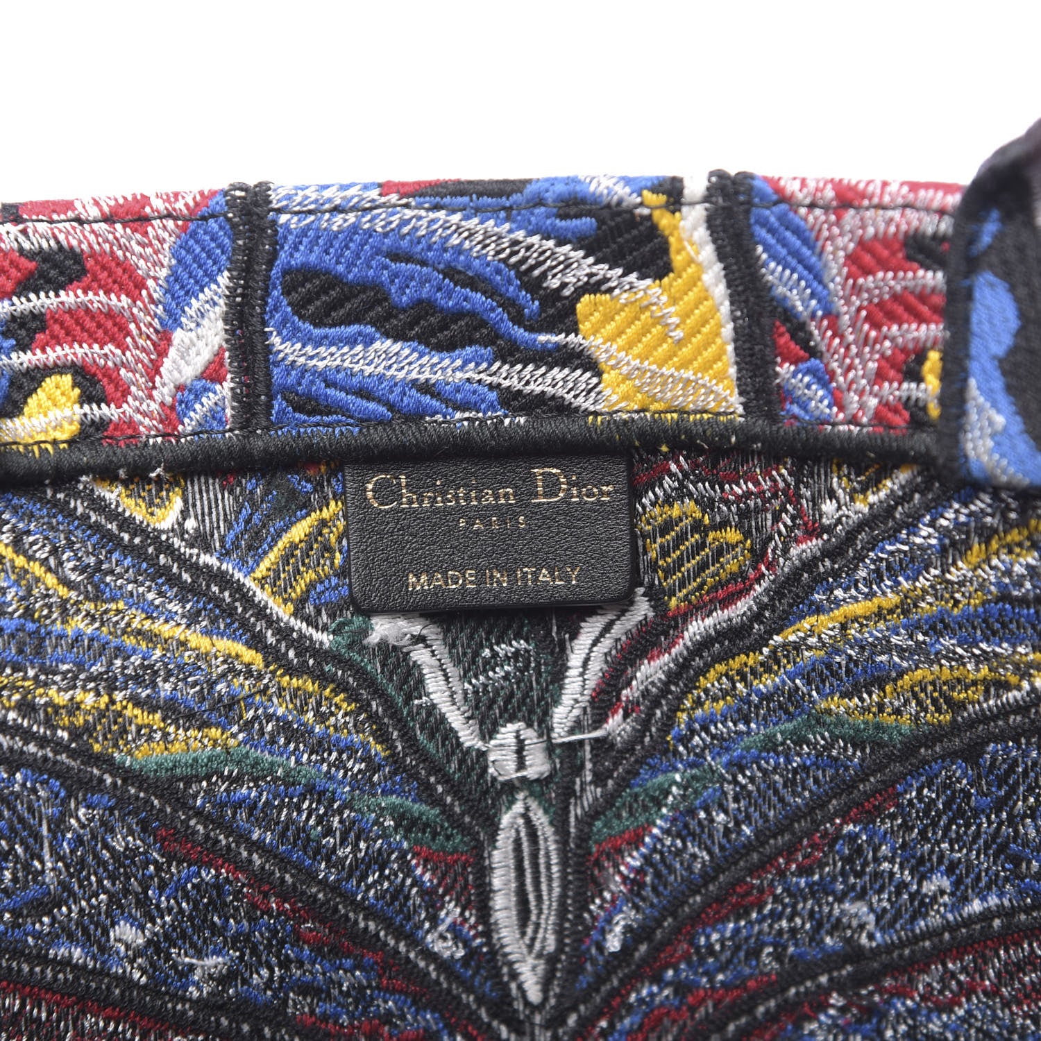 Christian Dior Canvas Embroidered Butterfly Book Tote Black Multicolor 6 of 10
