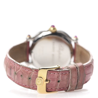 Chopard Stainless Steel 18K Yellow Gold Alligator Diamond Pink Mother of Pearl 33mm Happy Sport Moon Star Quartz Watch 4 of 9