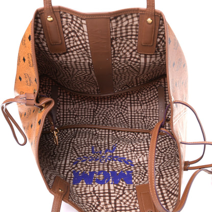 MCM Visetos Large Liz Reversible Shopper Tote Cognac 4 of 4