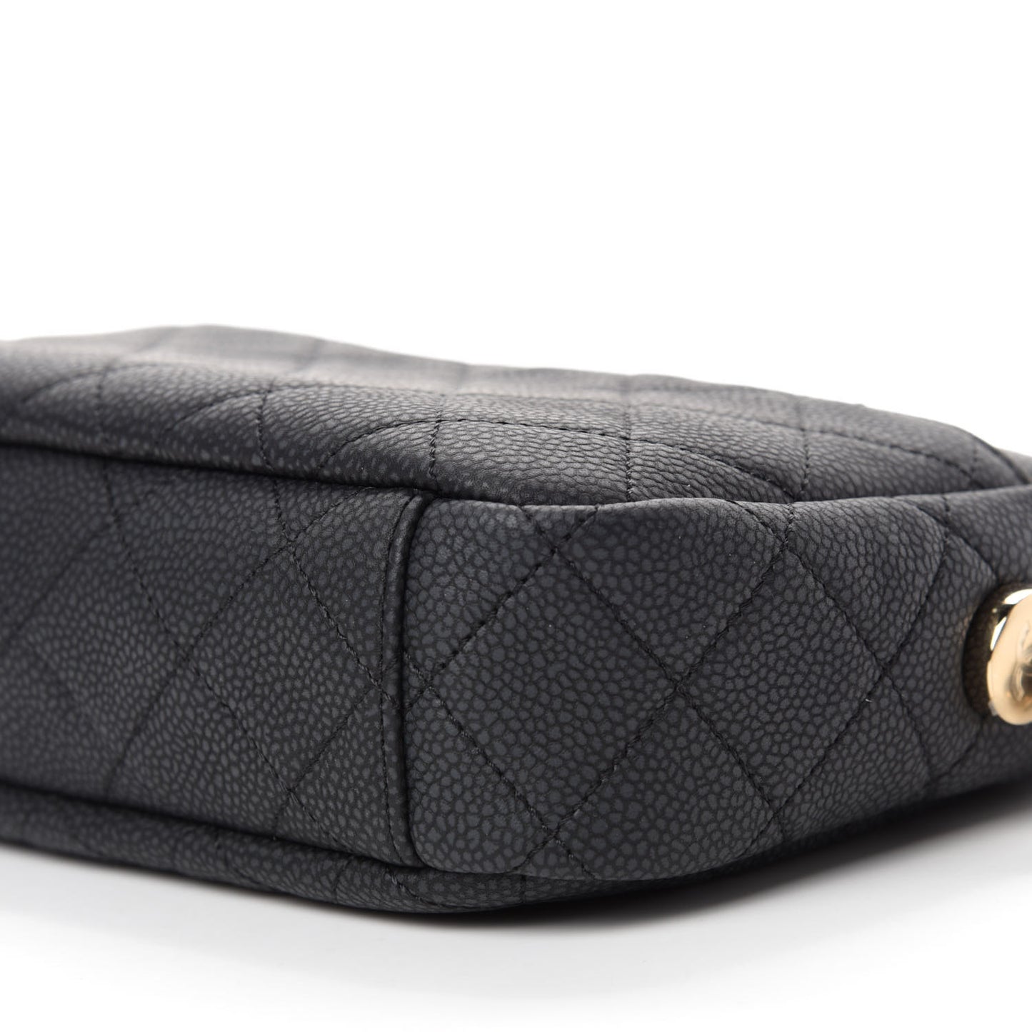 Iridescent Caviar Quilted Small Coco Tassel Camera Case Black