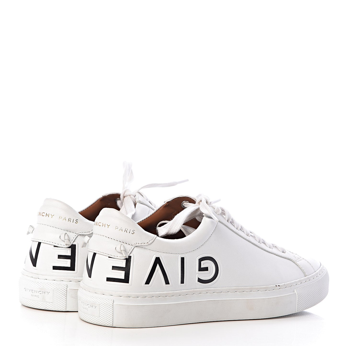 Calfskin Reverse Logo Womens Urban Street Sneakers 37 White