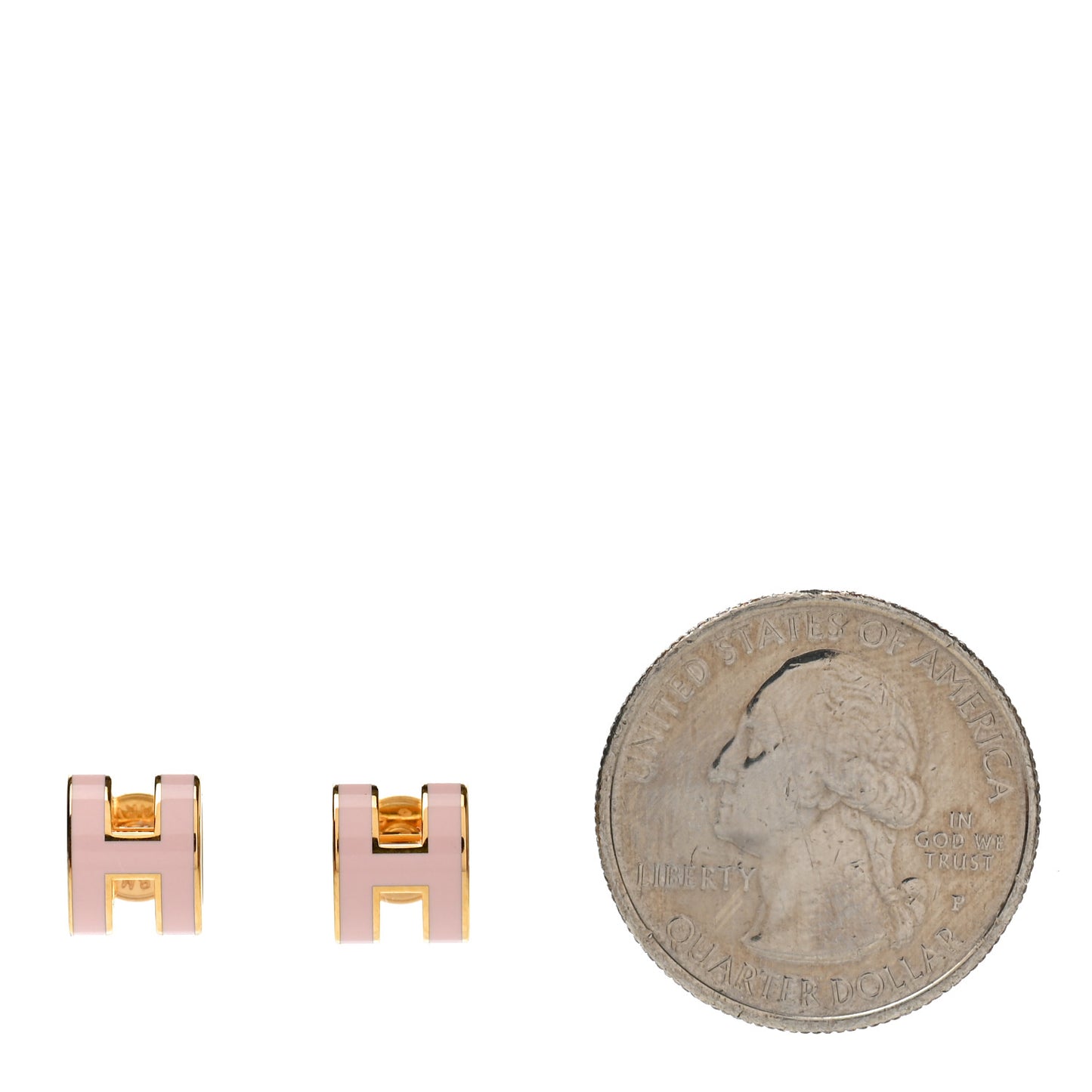 Gold Lacquered Mini Pop H Earrings Rose Dragee