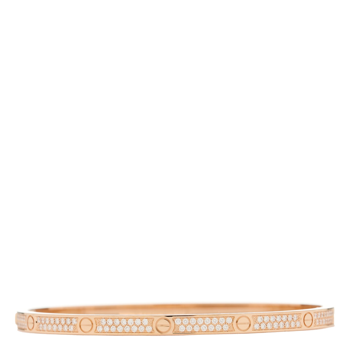 18K Pink Gold Diamond Small LOVE Paved Bracelet 17