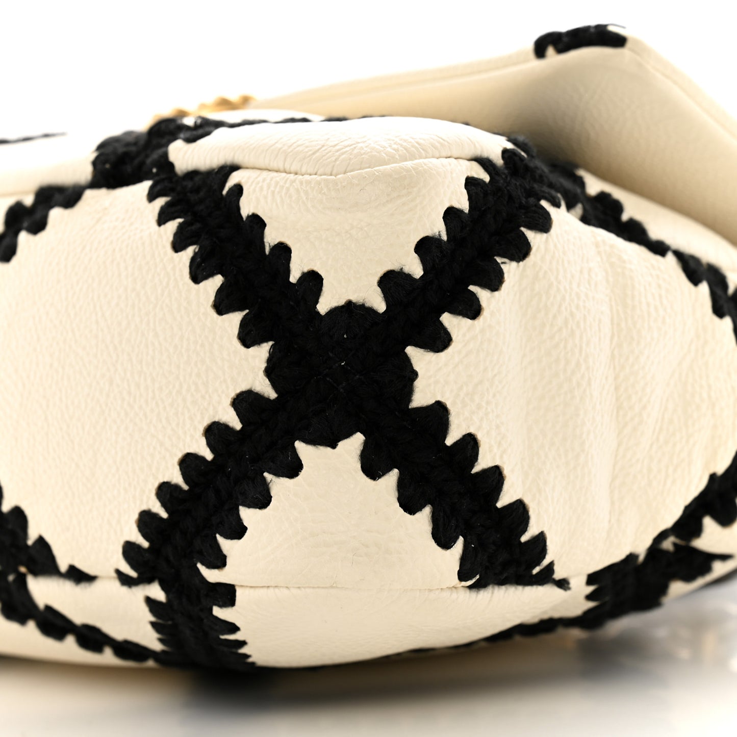Calfskin Crochet Medium Chanel 19 Flap White Black