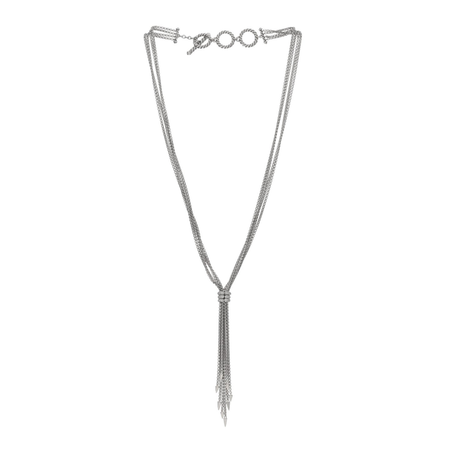 Sterling Silver Pave Diamond Willow Drop Necklace