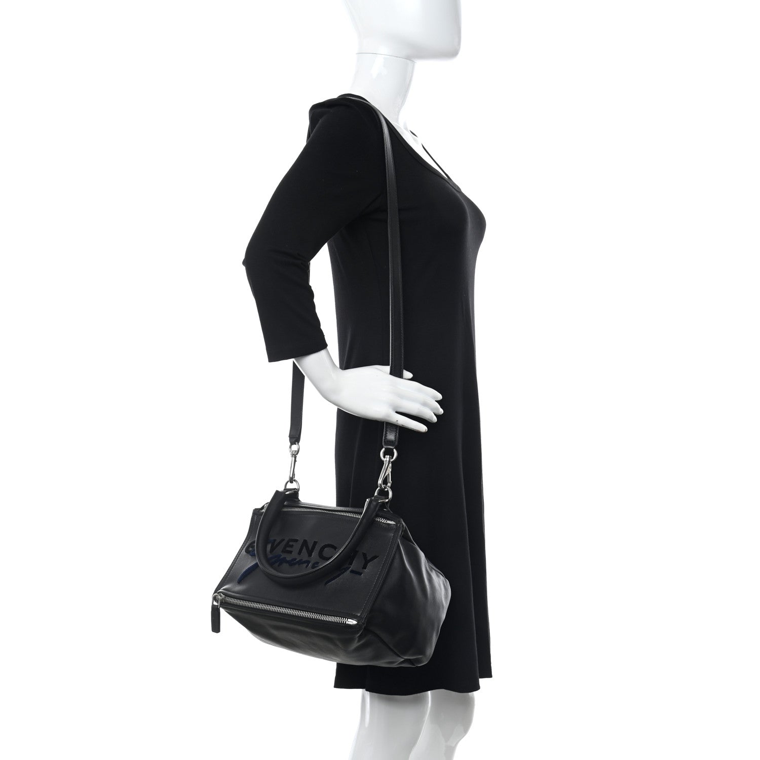 Givenchy Sugar Goatskin Velvet Logo Small Pandora Black 2 of 12