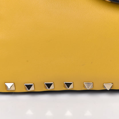 Valentino Garavani Vitello Mini Rockstud Tote Yellow Black 11 of 12