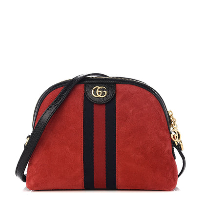 Gucci Suede Patent Web GG Small Ophidia Dome Shoulder Bag Hibiscus Red 1 of 8
