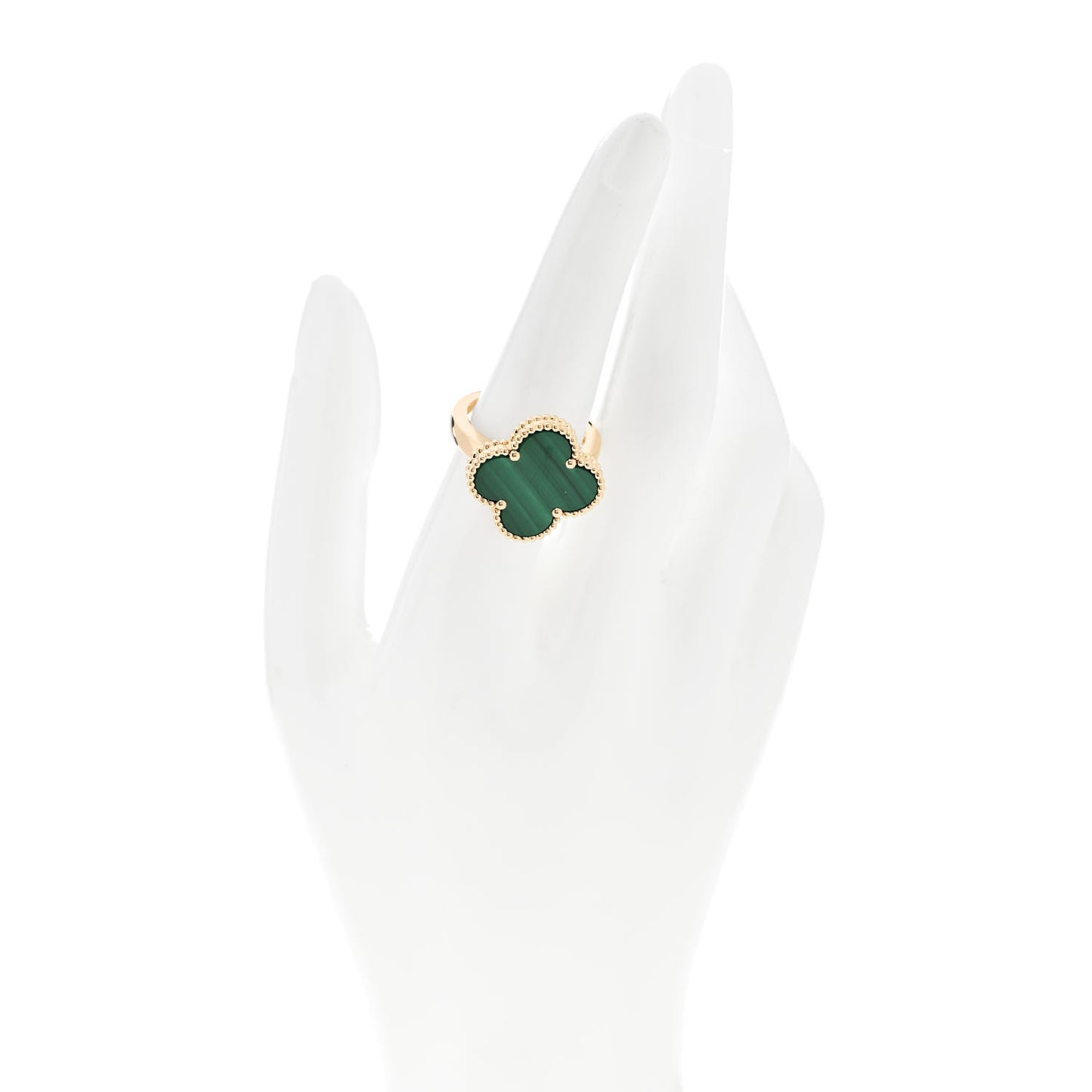 18K Yellow Gold Malachite Magic Alhambra Ring 55 7.25
