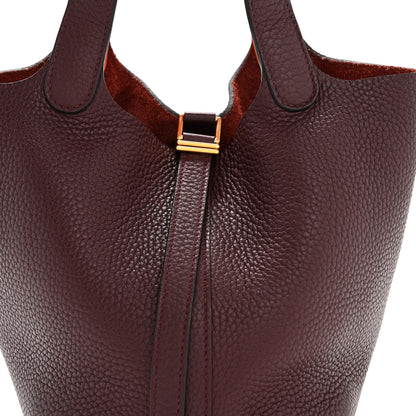Hermes Taurillon Clemence Swift Eclat Picotin Lock 18 PM Prune Orange Poppy 20 of 34