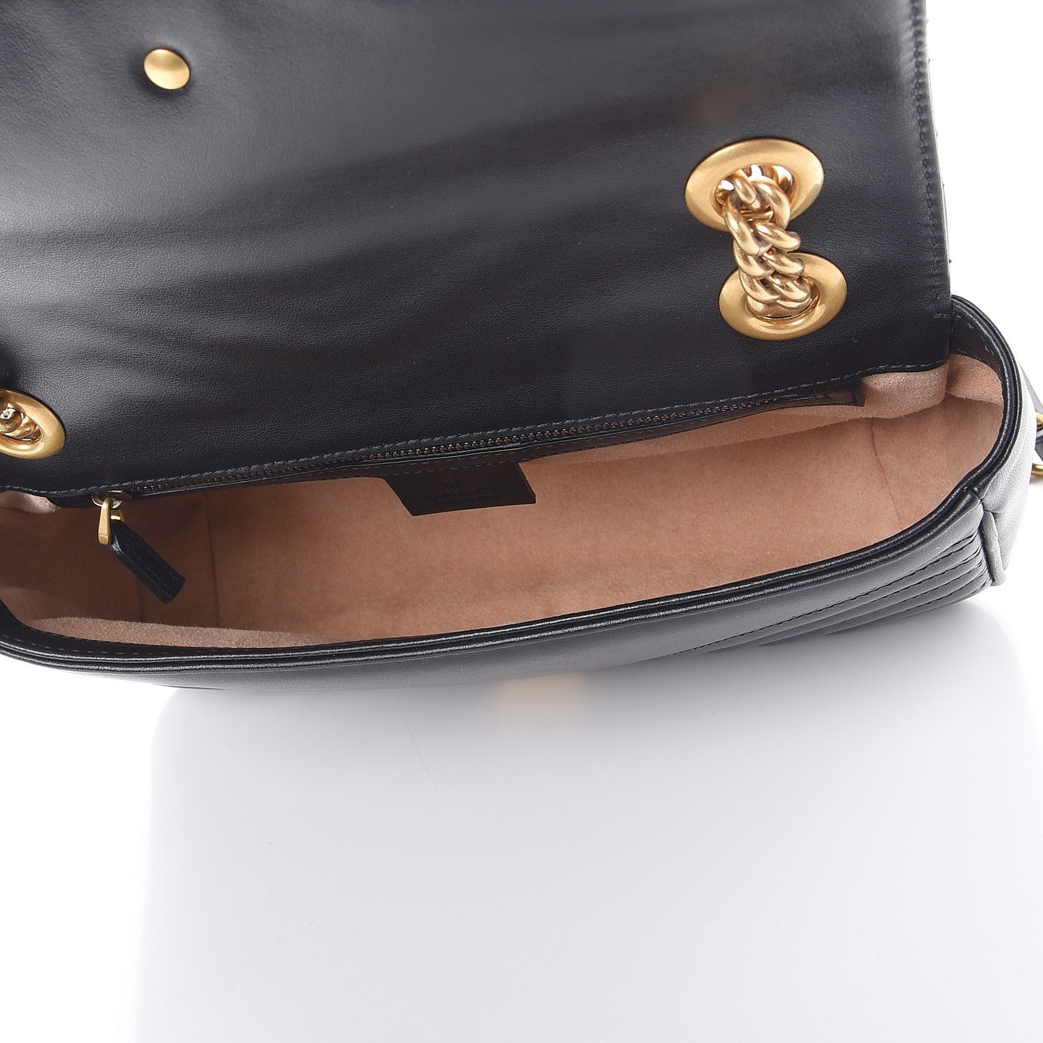 Gucci Calfskin Matelasse Small GG Marmont Shoulder Bag Black 6 of 9