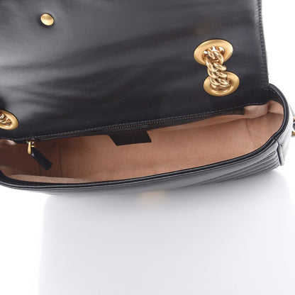 Gucci Calfskin Matelasse Small GG Marmont Shoulder Bag Black 6 of 9