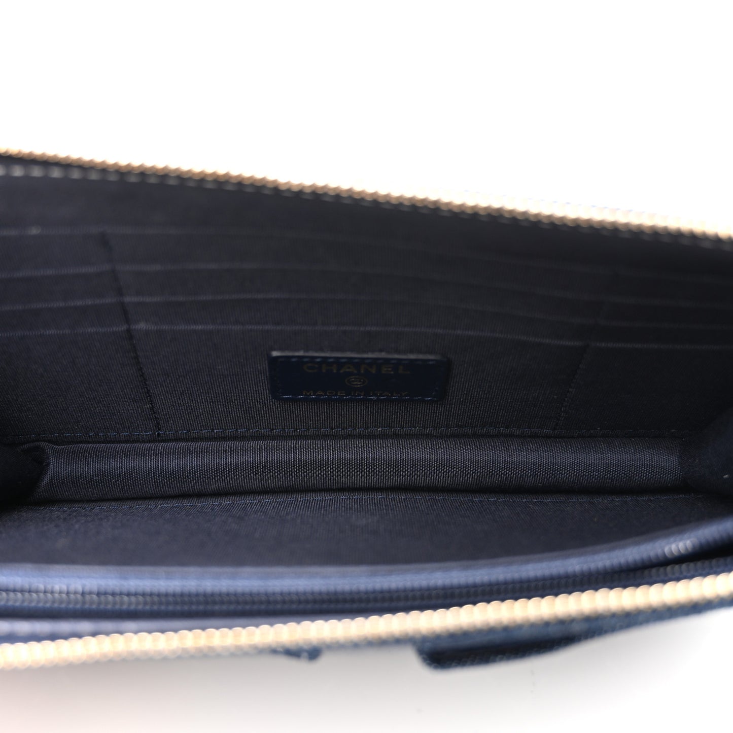 Denim Quilted Zipped Wristlet Clutch Blue