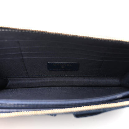 Chanel Denim Quilted Zipped Wristlet Clutch Blue 5 of 7