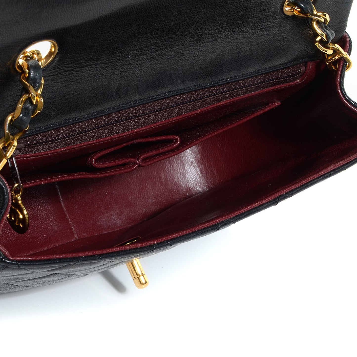 Lambskin Quilted Mini Square Flap Black