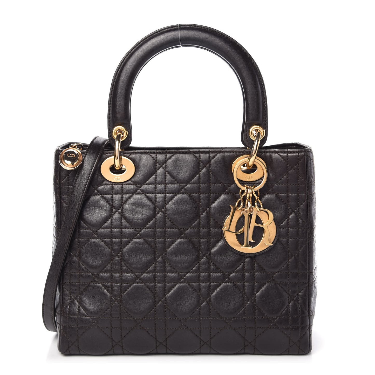 Lambskin Cannage Medium Lady Dior Dark Brown